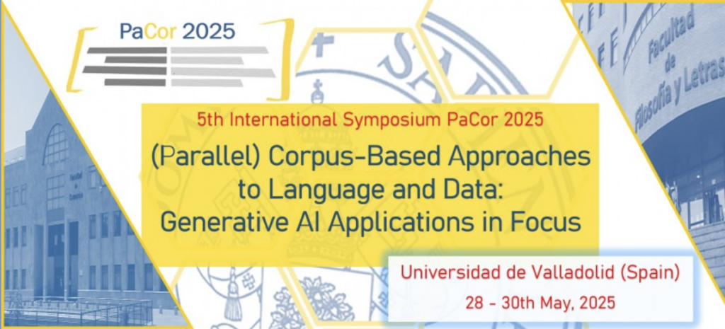 Banner for 5th International Symposium PaCor 2025. Theme is (Parallel) Corpus-based Approaches to Language and Data: Generative AI Applications in Focus. 